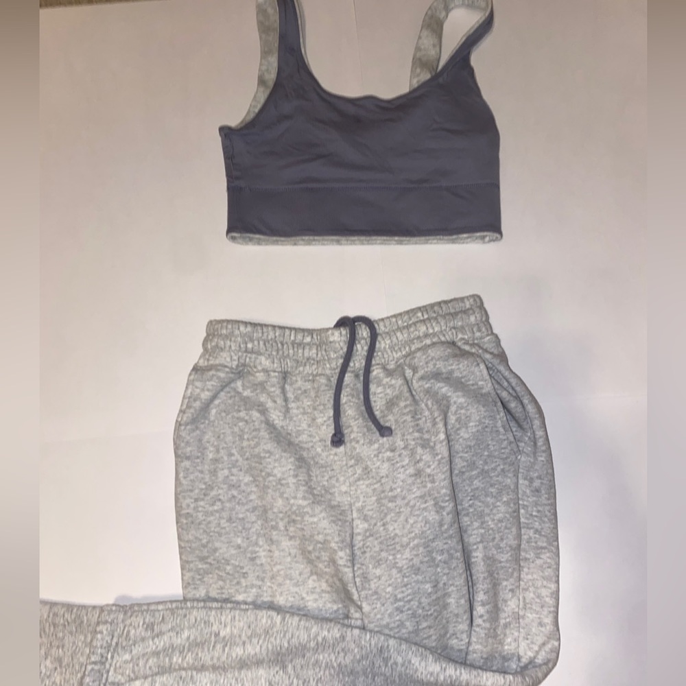 Fabletics matching sweat pants and reversible bra